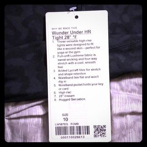 NWT Lululemon Wunder Under High Rise Tight 28”